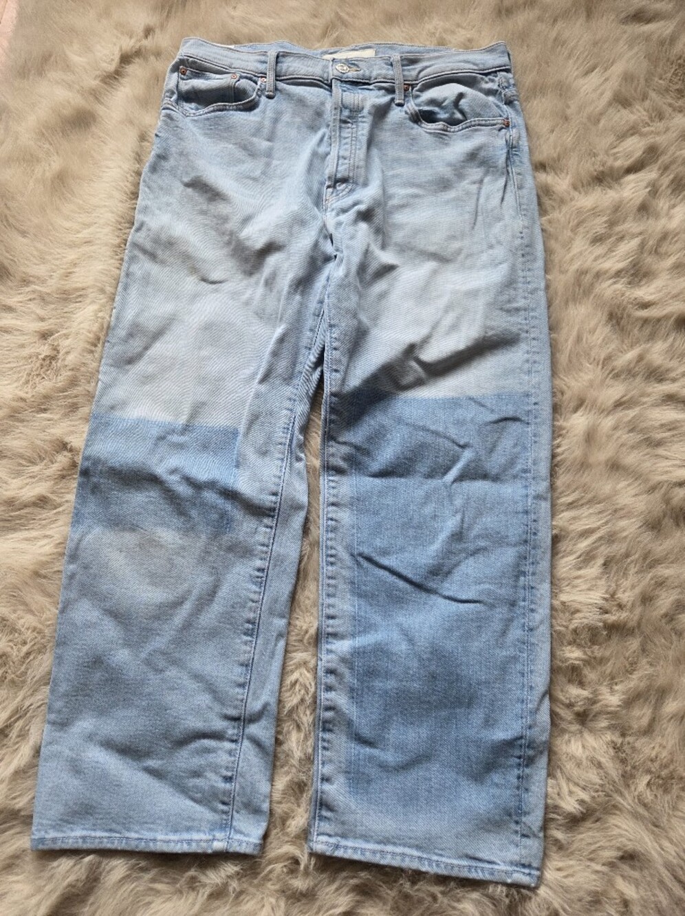 MOTHER Two-Tone Light Blue Wide Leg  Jeans Sz 31x25"